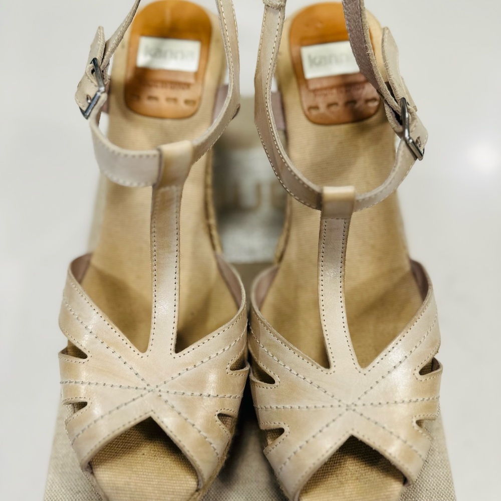 Kanna Cream Espadrille Wedge Sandals - Picture 2 of 10